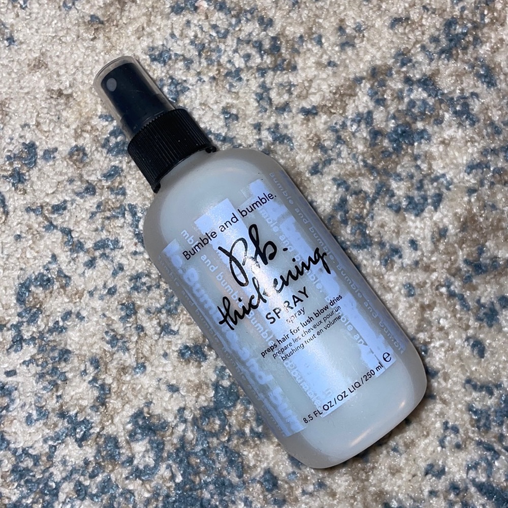 BB Bumble and Bumble Bb thickening spray preps hair for lush blow dries
